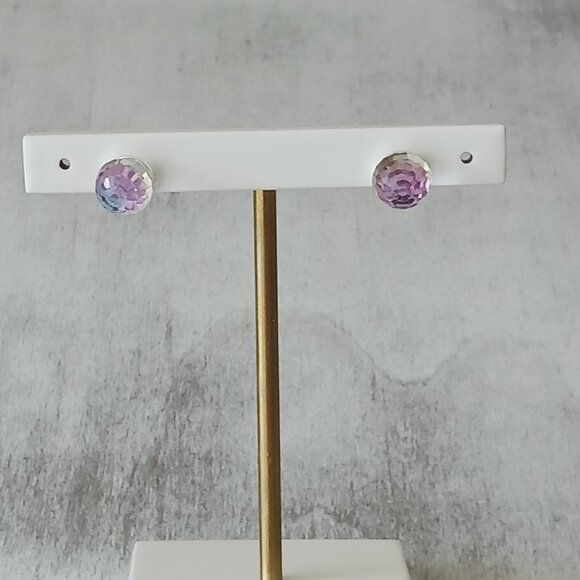 FMC Sterling Silver 925 Stud Earrings w Crystallized Ball Swarovski Elements - Picture 15 of 16